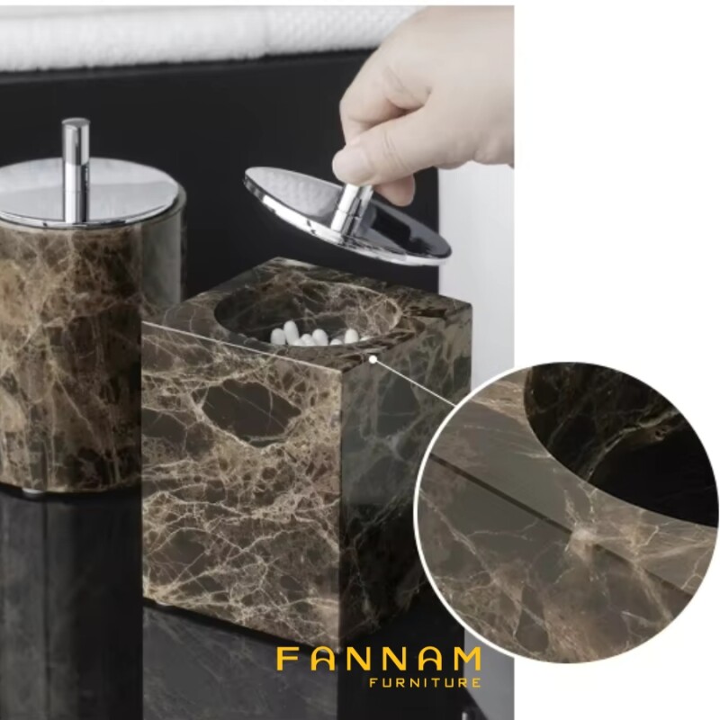 Bộ phụ kiện phòng tắm cao cấp đá cẩm thạch nâu